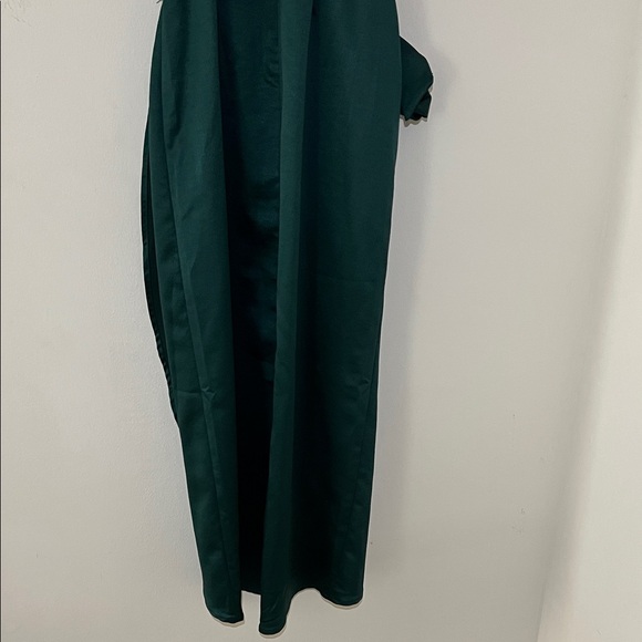Lulu's Forest Green Satin Wrap Midi Dress - Picture 9 of 9